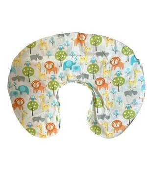Boppy Pillow Cover Safari Animals - Lions Giraffe Elephant Hippo - Image 1 of 4