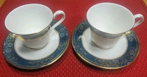 Royal Doulton Carlyle H5018 Fine Bone China Coffee Tea Cup and Saucer Set of 2 - Picture 1 of 3
