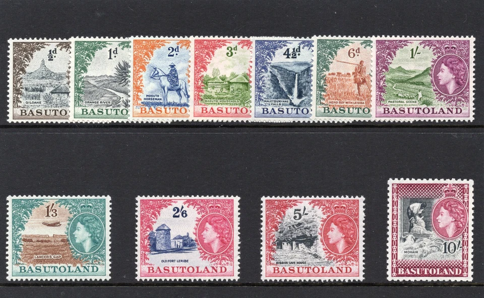 Basutoland 1954 QEII set complete superb MNH. SG 43-53. Sc 46-56. - Изображение 1 из 1
