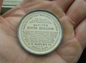 GAVITT'S SYSTEM REGULATOR TOPEKA,KS ANTIQUE ADVERTISING POCKET MIRROR EARLY 1900 - Picture 1 of 5