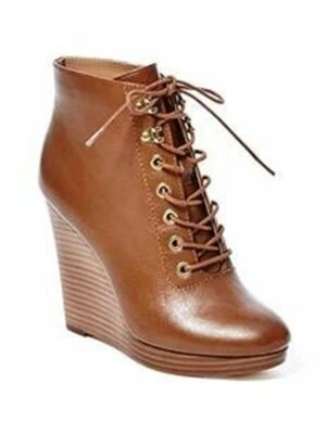 NUEVO ADIVINAR SILLÍN CUERO MARRÓN ZOEY CORDONES CUÑA BOTINES BOTINES TALLA 7 Foto 1 de 2