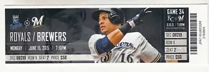 Boleto Lorenzo Cain HR #22 Milwaukee Brewers vs Kansas City Royals 15/06/2015 - Imagen 1 de 1