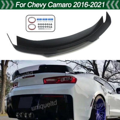 Wickerbill Rear Trunk Spoiler Wing Smoked+Black For Chevrolet Camaro 2016-2021 - Image 1 of 4