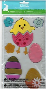 Easter Window Gel Clings Decorations Easter Hatchling Eggs Flowers NEW - Picture 1 of 1