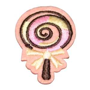 Lollipop Pink Cream Brown Cartoon Clothing Iron On Patch Decal Embroidery - Picture 1 of 2
