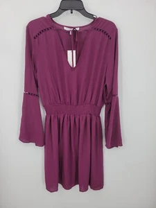 Collective Concepts Dress Womens Large Purple Bell Sleeve A-Line Boho Career - Picture 1 of 10