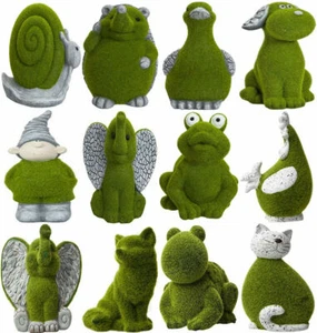 ORNAMENTO JARDÍN ANIMALES GNOMOS FLOCADOS EXTERIOR EFECTO HIERBA ADORNOS PRESENTE - Imagen 1 de 13