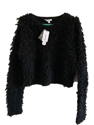 BNWT Helmut Lang Petite Black Fluffy Jumper In Size US0 - Image 1 of 4