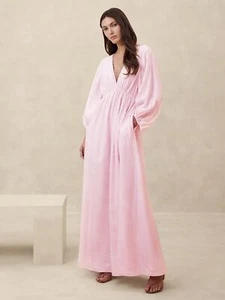BANANA REPUBLIC Silk Habotai Backless Maxi Dress NWT - SMALL Shell Pink #446131 - Picture 1 of 7