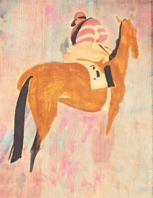 Horse Racing jockey - Vintage Framed Print - Art Deco Canvas  (36" x 24") - Image 1 of 4