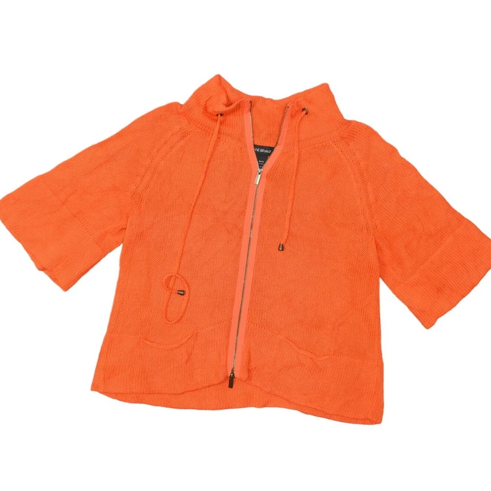 Кардиган Lane Bryant оранжевый на молнии 100% хлопок большой размер 18/20 короткий рукав - Изображение 1 из 4