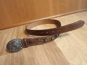 Ariat Gürtel Größe 30 braun verziertes Leder Rindsleder Schnalle Western Cowboy neu ohne Etikett - Bild 1 von 4