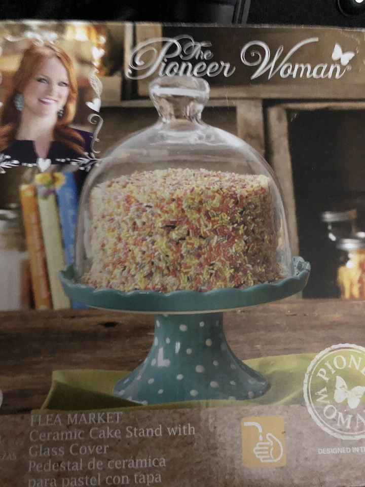 Mini suporte para bolo cupcake Pioneer feminino bolinhas com cúpula de vidro mercado de pulgas - Imagem 1 de 1