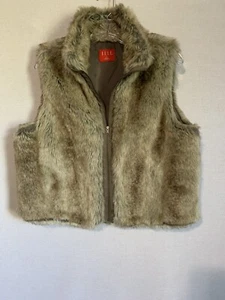 ELLE BOHO Damen Gr. Large neutral braun hellbraun grau gefüttert Kunstfell Weste - Bild 1 von 5