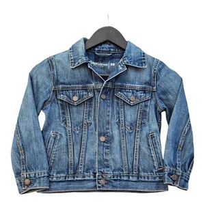 GAP Vintage Kids Denim Jacket Age 4-5 90s Trucker Retro Washed Blue Coat K282 - Picture 1 of 4