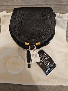 NEW Chloe Marcie Small Calfskin Round Saddle Bag Crossbody Shoulder Black NWT - Picture 1 of 8
