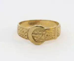 Men's Belt Buckle Gold Keeper Ring 9ct Yellow Gold 375 Hallmarked Ring Size J - Picture 1 of 7