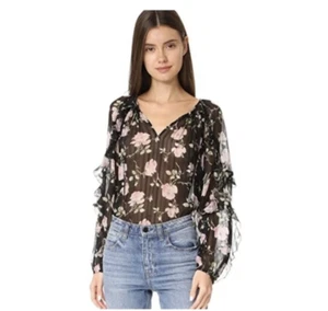 Ulla Johnson Azalee Bluse - Noir - Größe 4 - 100% Seide - Bild 1 von 4
