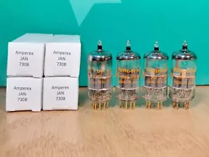 Quad of Amperex JAN 7308 E188CC Gold Pin 1967 Vacuum Tubes #1 - 14% matched - Picture 1 of 15