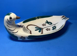 California Cleminson Pottery Distelfink Bird Platter Tray Green and Brown c1950 - Picture 1 of 10