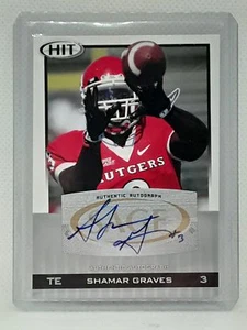 Shamar Graves 2010 SAGE HIT - Autographs AUTO #A43 - Rutgers Scarlet Knights - Picture 1 of 2