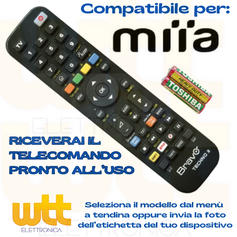 TELECOMANDO UNIVERSALE per TV TELEVISIONE MIIA SCEGLI MODELLO DALLA LISTA - Immagine 1 di 4
