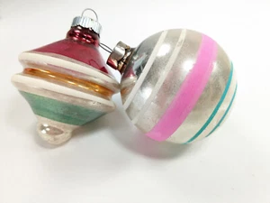 Lote 2 Adornos Brite Brillantes De Colección Globo OVNI Rayas Redondas - Imagen 1 de 6