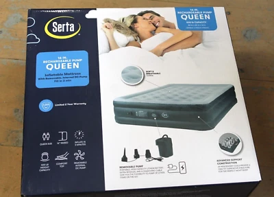 Colchón de aire inflable Serta 16" con bomba incorporada, Queen NUEVO Foto 1 de 4