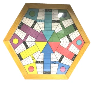 Parchís Hexagonal 58x51 Enmarcado Madera Y Cristal Vintage Solo Tablero Tal Cual - Imagen 1 de 5