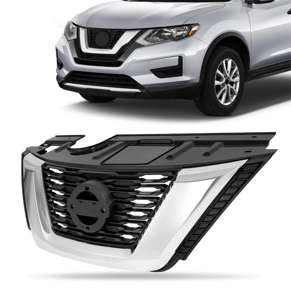 Parachoques delantero cromado parrilla superior para Nissan Rogue 2017 2018 2020 #NI1200281 Foto 1 de 4