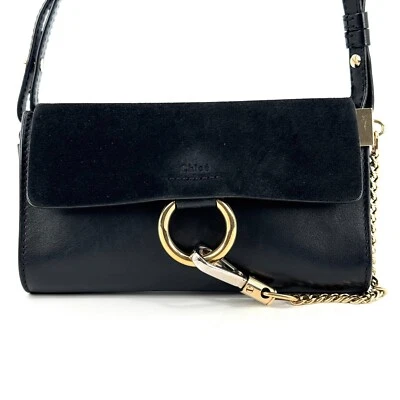 Chloe Faye Crossbody Mini Wallet Shoulder Bag Leather Black  Auth - Image 1 of 4