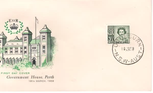 Australia 1959 Australia 31⁄2d verde QEII WCS primer día cubierta sin dirección Goulburn - Imagen 1 de 1