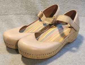 Dansko Women’s EU 38 US 7.5-8 Mary Jane Espadrille Leather Clogs Tan - Bild 1 von 8