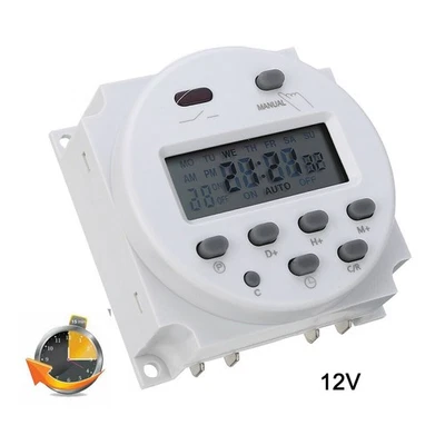 Digitale Zeitschaltuhr DC/AC 12V 16A LCD Display Programmierbar Schalter Timer - Bild 1 von 4