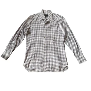 Camisa Tom Ford a Cuadros Botón Delantero Púrpura Blanca Manga Larga 100% Algodón 41/16 - Imagen 1 de 10
