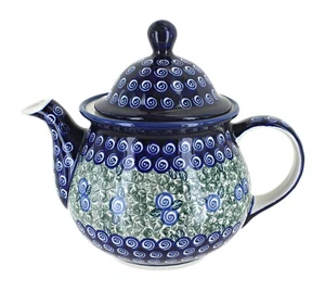 Blue Rose Polish Pottery Seaside Swirl Large Teapot - Picture 1 of 1