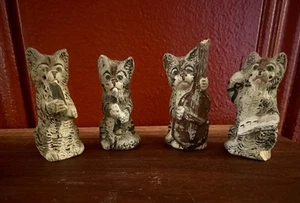 Antique Set Of 4 Cats Playing Musical Instruments HandPainted Germany - Picture 1 of 12