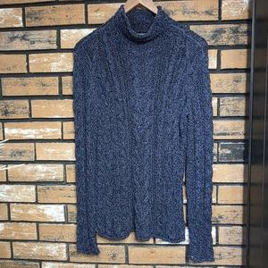 Lauren Ralph Lauren Womens Small Blue Cable Knit Mock Neck Knit Sweater Cozy - Picture 1 of 8