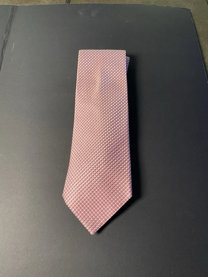 Gravata de tecido xadrez rosa Geoffrey Beene - Imagem 1 de 4