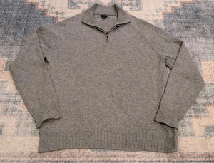 J. Crew 1/4 Zip Grey 100% Italian Cashmere Sweater - Large - Picture 1 of 2