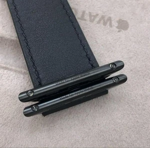 Hermes Black Leather Apple Watch Band 44mm Veau Swift Unisex Classic Design - Photo 1 sur 6