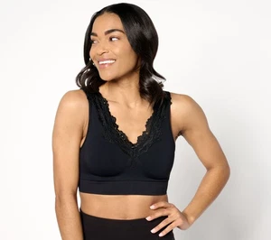 Breezies Touch of Lace Seamless Wirefree Contour Bra Black XL New - Picture 1 of 1