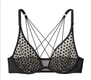 Reggiseno Victorias Secret LUSSO Starburst sfoderato tuffo ferretto nero ricamato - Foto 1 di 11