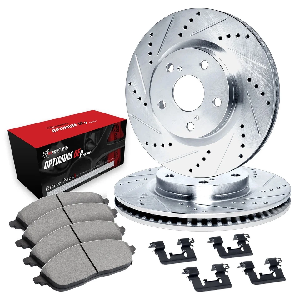 For Cadillac Catera 97-01 Drilled & Slotted Front Brake Kit w Optimum Pads Foto 1 de 2