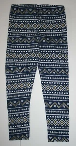 New OshKosh Girls 6X year Leggings Full Length Navy Blue w Glitter Gold Ivory  - Picture 1 of 2