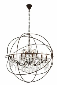 Large Crystal Chandelier Dining Room or Foyer Entryway Globe Light Fixture 43 in - Picture 1 of 7