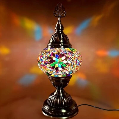 Mosaico turco marroquí lámpara de luz estilo Tiffany mesa de escritorio de vidrio probado CE Foto 1 de 4