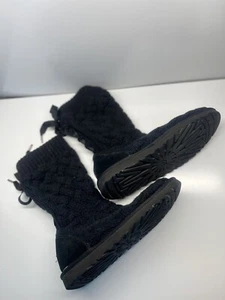 UGG Australia Blythe Damen-Schnürstiefel schwarz Strick Zopfmuster 1010669 Größe 8 - Bild 1 von 6