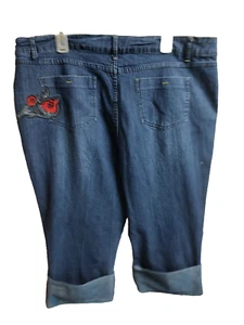 Women's High-Rise Embellished Capri Cuffed Denim Jeans size 22 #C8S - Picture 1 of 3