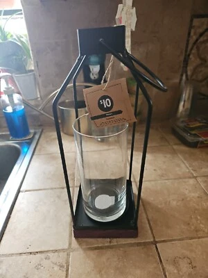 Juego candelabro linterna metal y cristal Foto 1 de 4